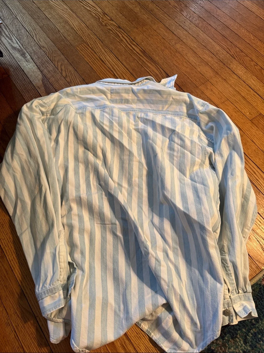 Vintage 90s Levi's Vertical Striped Button-Down in Light Blue & Cream